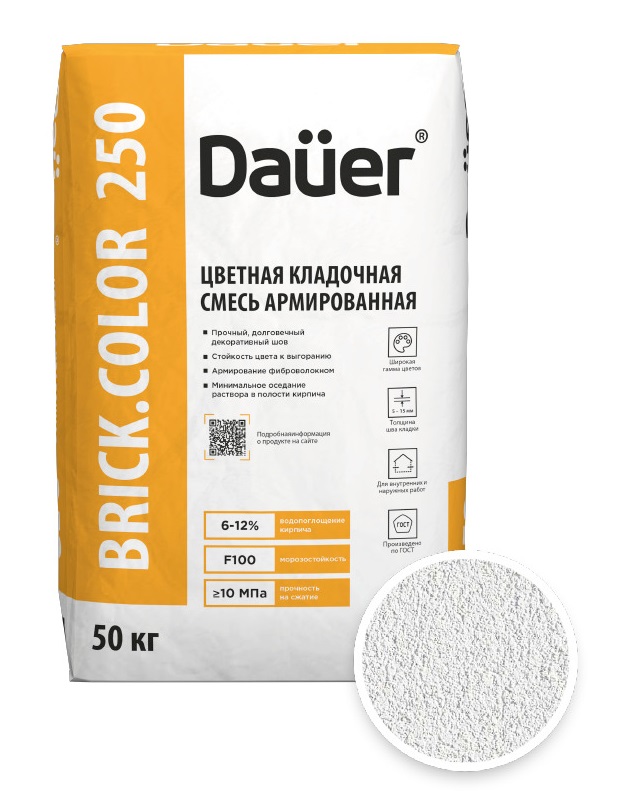 Цветная кладочная смесь армированная DAUER BRICK.COLOR 250 белый, 50 кг фото 0