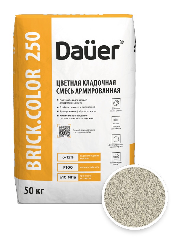Цветная кладочная смесь армированная DAUER BRICK.COLOR 250 светло-бежевый, 50 кг фото 0